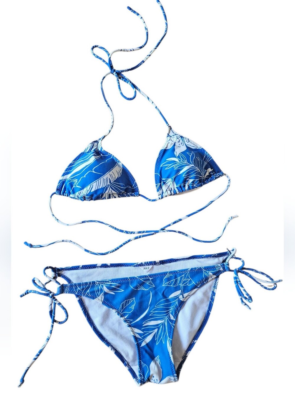 A&F sz M 2 Piece Bikini Triangle Bathing Suit Floral Moulded Cups Fully Adjust